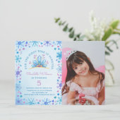 おとぎ凍っていらい物語アイスプリンセス写真誕生日 招待状 (スタンド正面)