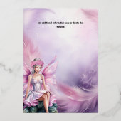 おとぎ姫ピンクおとぎ話の水彩少女 箔招待状 (裏面)