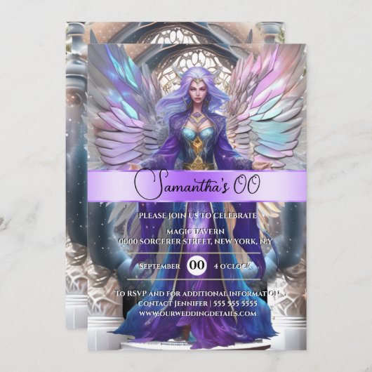 おとぎ姫魔法城おとぎ話の女の子の翼 招待状 (正面/裏面)