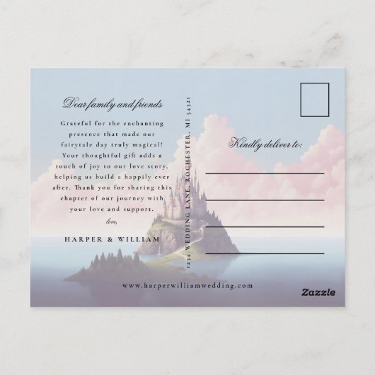 おとぎ感謝していこそ写真の結婚はがき ポストカード (裏面)