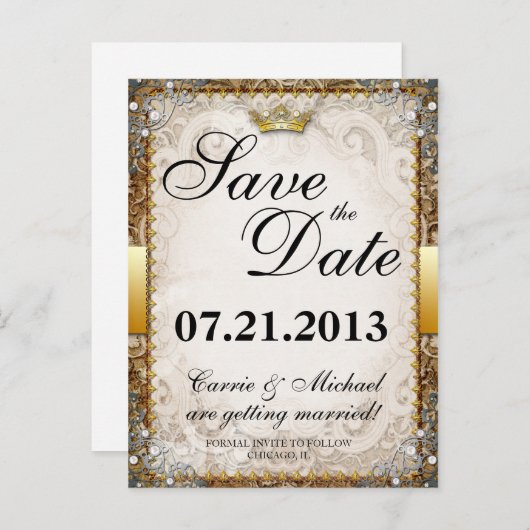 おとぎ華美話のストーリーブックウェディングの日付を保存 案内ポストカード (正面/裏面)