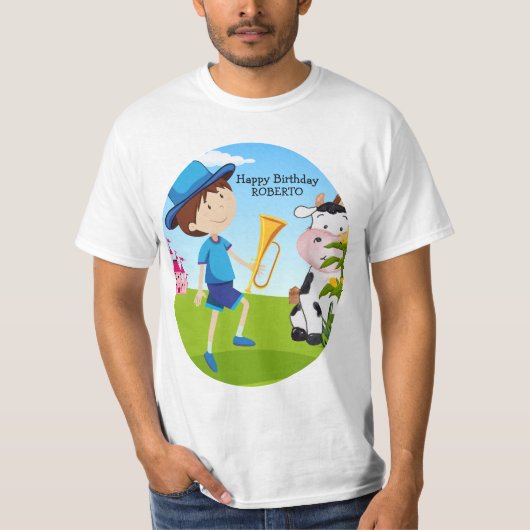 おとぎ話おとぎ話LITTLE BOY BLUE COW CORN HOR Tシャツ (正面)