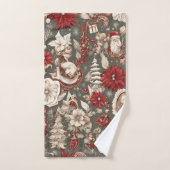おとぎ話お洒落のクリスマスの装飾、花 バスタオルセット (ハンドタオル)