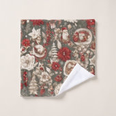 おとぎ話お洒落のクリスマスの装飾、花 バスタオルセット (ウォッシュタオル)