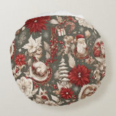 おとぎ話お洒落のクリスマスの装飾、花 ラウンドクッション (裏面)