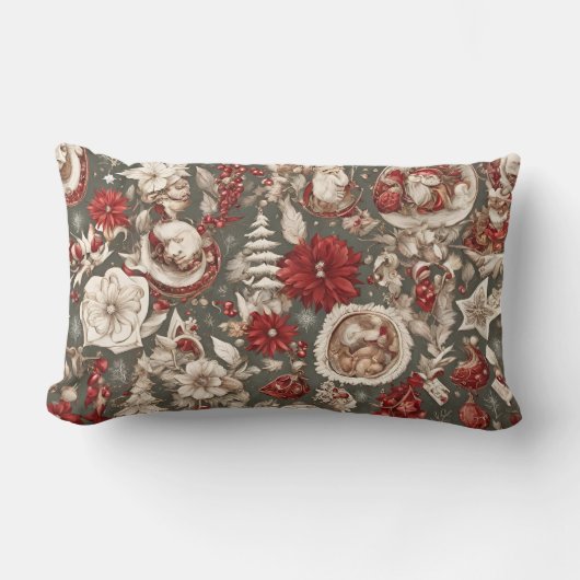 おとぎ話お洒落のクリスマスの装飾、花 ランバークッション (正面)