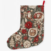 おとぎ話お洒落のクリスマスの装飾、花 ラージクリスマスストッキング (裏面)