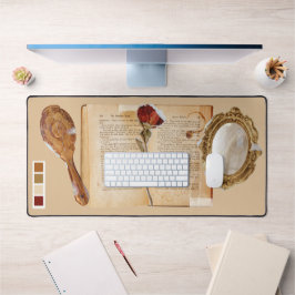 おとぎ話かわいいコラージュフェミニンミックスメディア デスクマット