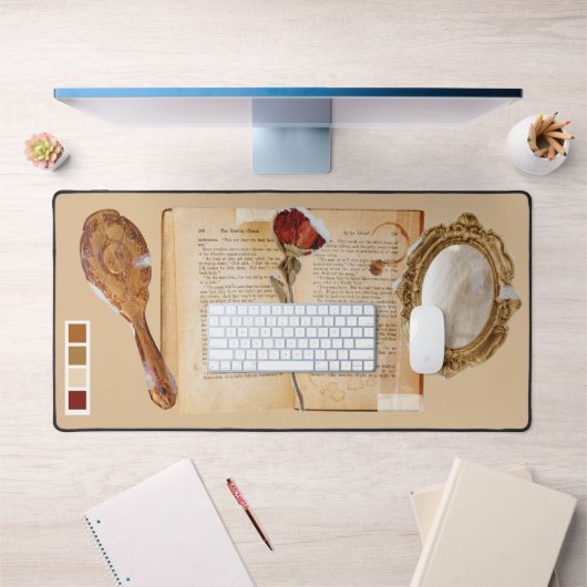 おとぎ話かわいいコラージュフェミニンミックスメディア デスクマット (オフィス1)