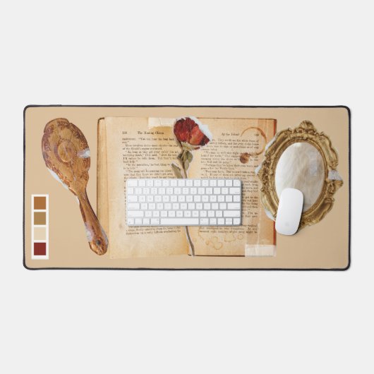 おとぎ話かわいいコラージュフェミニンミックスメディア デスクマット (キーボード&マウス)