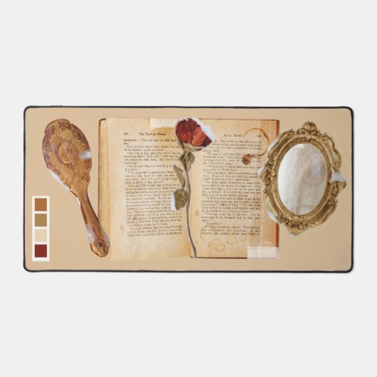 おとぎ話かわいいコラージュフェミニンミックスメディア デスクマット (正面)