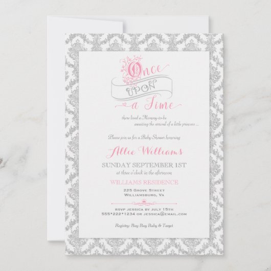 おとぎ話が一度オンザタイムプリンセス赤ちゃんシャワー 招待状 (正面)