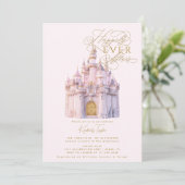 おとぎ話しキャッスルストーリーブックピンクブライダルシャワー 招待状 (スタンド正面)