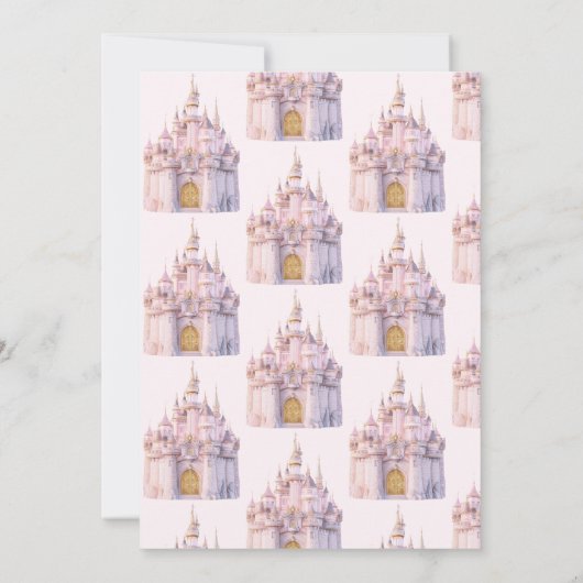 おとぎ話しキャッスルストーリーブックピンクブライダルシャワー 招待状 (裏面)