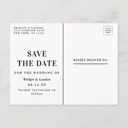 おとぎ話に魅了された森のピンク日付を保存 案内ポストカード (裏面)