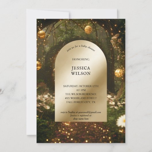 おとぎ話に魅了された森の赤ちゃんシャワー 招待状 (正面)