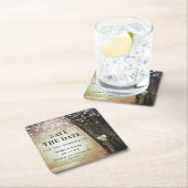 おとぎ話に魅了された森ゴールデンセーブ日付 スクエアペーパーコースター (インサイチュ)