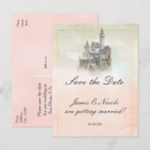 おとぎ話のお城の絵本風 セーブ・ザ・デート ポストカード (正面/裏面)