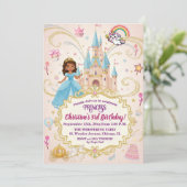 おとぎ話のお姫様のお城の3歳の誕生日パーティー 招待状 (スタンド正面)