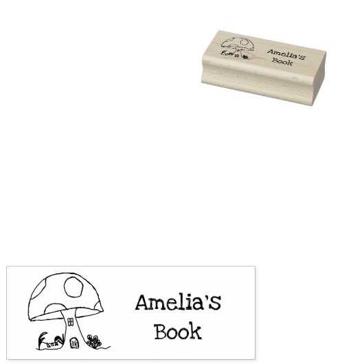 おとぎ話のきのこハウス この本は〇〇のもの ラバースタンプ (押印)