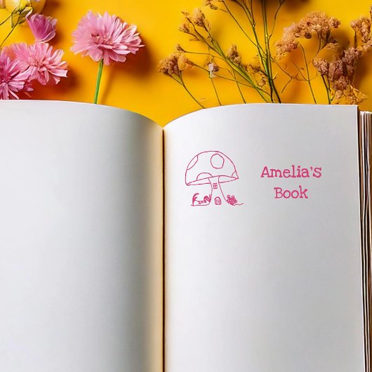 おとぎ話のきのこハウス この本は〇〇のもの ラバースタンプ