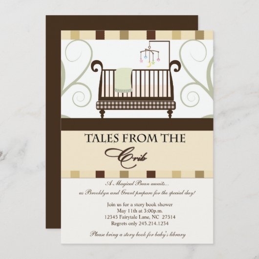 おとぎ話のゆりかご ストーリーブック シャワーの招待状 招待状 (正面/裏面)
