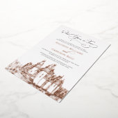 おとぎ話のようなウェディング ローズゴールド 箔招待状 (回転した状態)