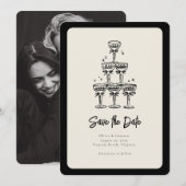 おとぎ話のようなシャンパンタワー手書き結婚式のご案内 招待状 (正面/裏面)