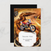 おとぎ話のようなシンプルなバイクの誕生日 サンキューカード (正面/裏面)