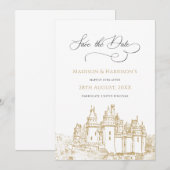 おとぎ話のようなスタイルの城　昔々ある魔法の結婚式 セーブザデート (正面/裏面)