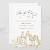 おとぎ話のようなスタイルの城　Once Upon A Time おとぎ話 ウェディング セーブザデート (正面/裏面)