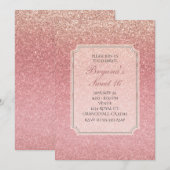 おとぎ話のようなピンクのグリッター スイート 16 パーティーの招待状 招待状 (正面/裏面)