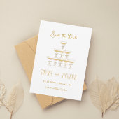 おとぎ話のようなフランスのリボン シャンパン タワー ウェディング セーブザデート