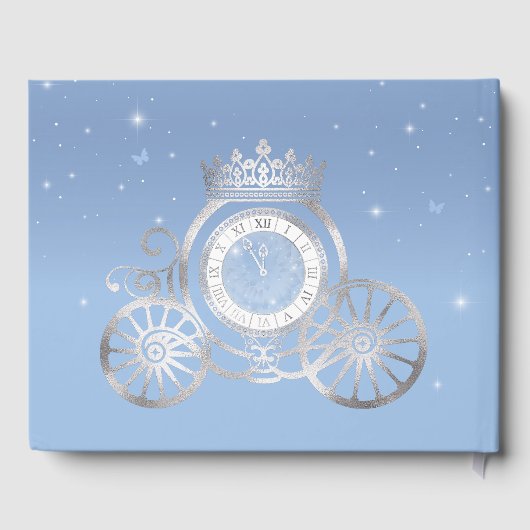 おとぎ話のようなベイビーブルーのシルバーシンデレラのキンセアニエラ ゲストブック (裏面)