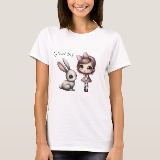 おとぎ話のような大きな目のウサギ Tシャツ (正面)