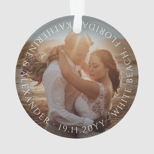 おとぎ話のような幸せなクリスマス カーリーな筆記体 写真 オーナメント (裏面)