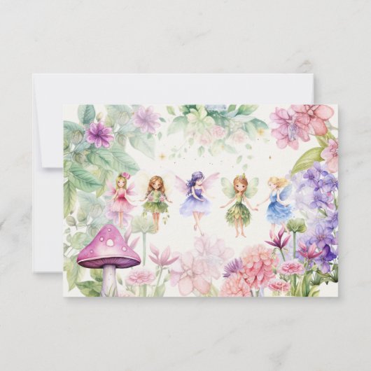 おとぎ話のような庭園の水彩画の誕生日 サンキューカード (裏面)