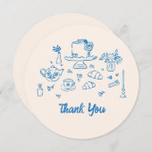 おとぎ話のような手描きのウェディングティーシャワーのカード サンキューカード (正面/裏面)