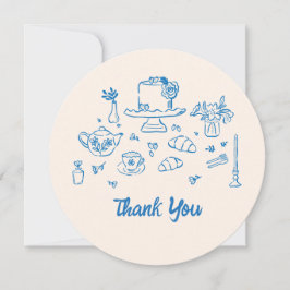 おとぎ話のような手描きのウェディングティーシャワーのカード サンキューカード