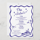 おとぎ話のような手描きのカクテル ブライズメイドパーティー 招待状 (裏面)