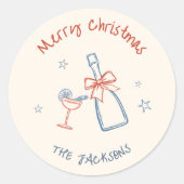おとぎ話のような手描きのクリスマス ラウンドシール (正面)