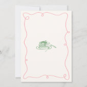 おとぎ話のような手描きのピンクとグリーンのブライダル ブランチ 招待状 (裏面)