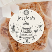 おとぎ話のような手描きのファンキーなコックテイル誕生日 ラウンドシール