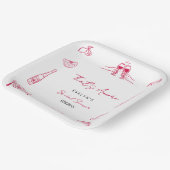 おとぎ話のような手描きのユニークな結婚前お祝いパーティー ペーパープレート (傾斜あり)