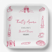 おとぎ話のような手描きのユニークな結婚前お祝いパーティー ペーパープレート (正面)