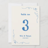 おとぎ話のような手描きの結婚式テーブルナンバーサイン 招待状 (正面)