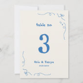 おとぎ話のような手描きの結婚式テーブルナンバーサイン 招待状 (裏面)