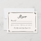 おとぎ話のような手描きの結婚式RSVP 招待状 (正面)