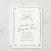おとぎ話のような手描きの緑の結婚式 招待状 (正面)