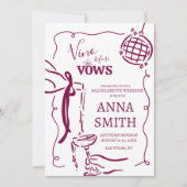 おとぎ話のような手描きの「Vino Before Vow」バチェラー 招待状 (正面)